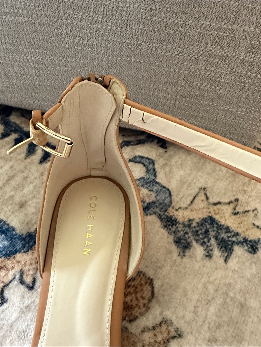 Cole Haan Tan Leather Two-Strap Ankle Strap Heels - Picture 7 of 8
